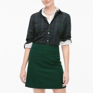 J Crew Green Wool Blend Women's Mini (ish) Lined A Line Skirt AR997 LIKE NEW!